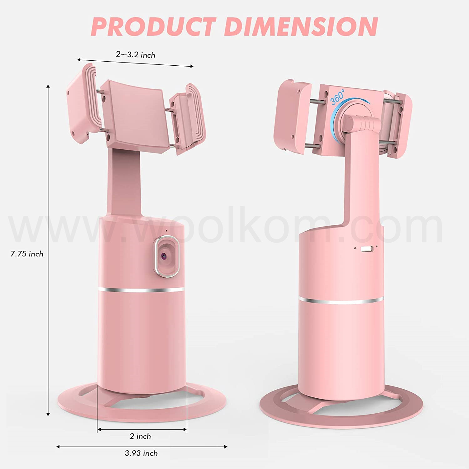 AI Face Tracking Cell Phone Stand Desktop Phone Holder Dock with 360 Rotate Smart Object Track Camera Cradle for iPhone Android product view