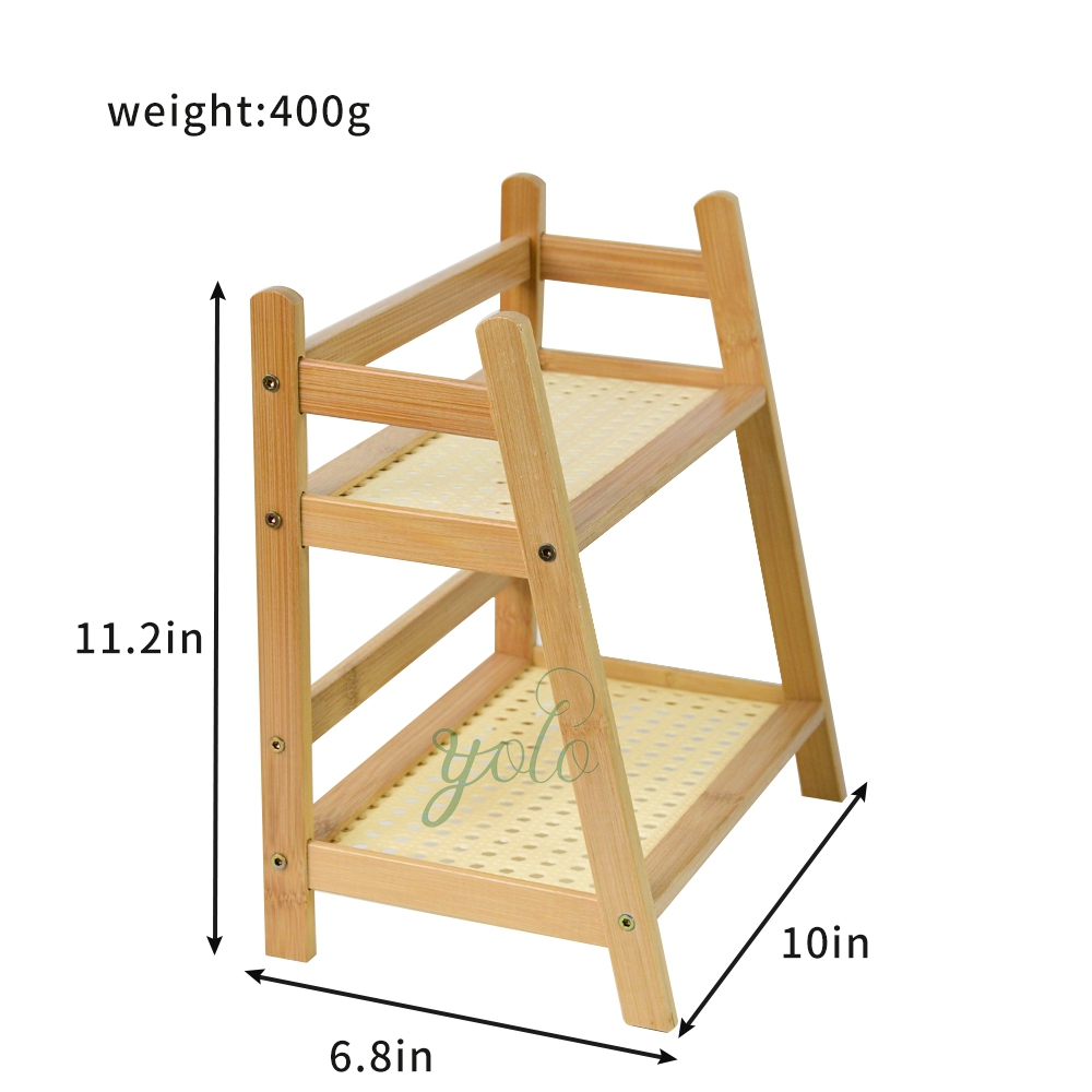 2 Tier Bamboo Desktop Display Stand Hot Sale Wood Desktop Organizer Small Bookshelf for Home and Office Desktop and Workspace detail