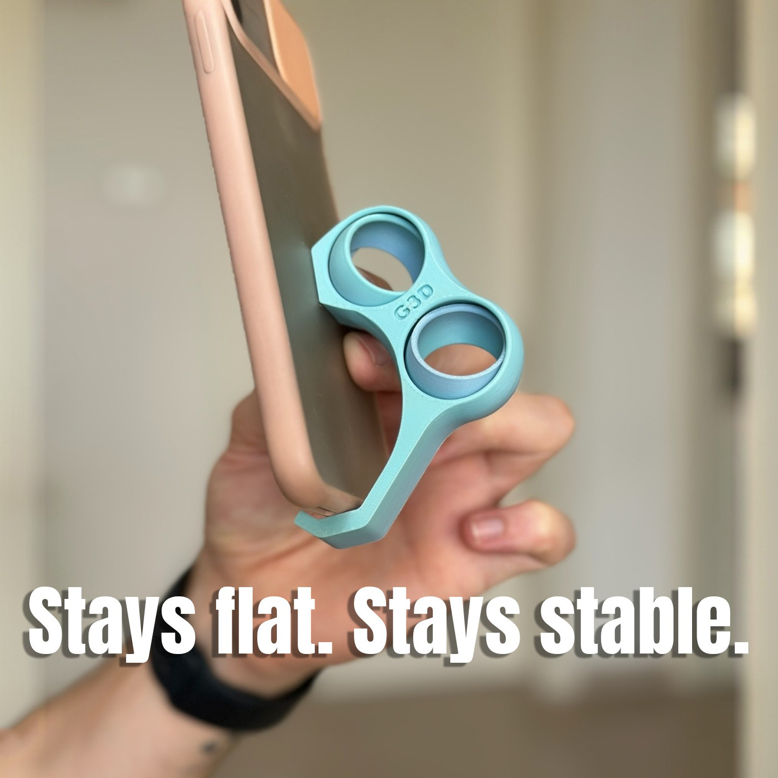 The 3D-printed, State-of-the-art Ergonomic Phone Stand Made of PLA Material Effectively Reduces Pressure on Fingers and Palms. product view