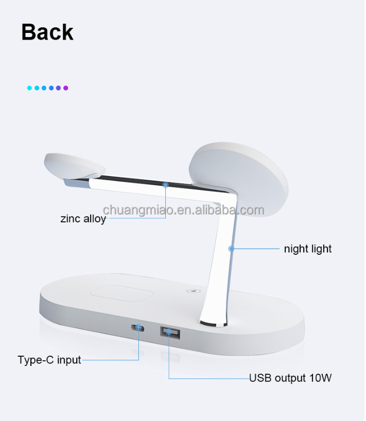 15W Quick Charging Phone Stand USB Port 5-in-1 Zinc Alloy Multi-Function Magnetic Wireless Charger Holder Mobile Phone Earphone detail