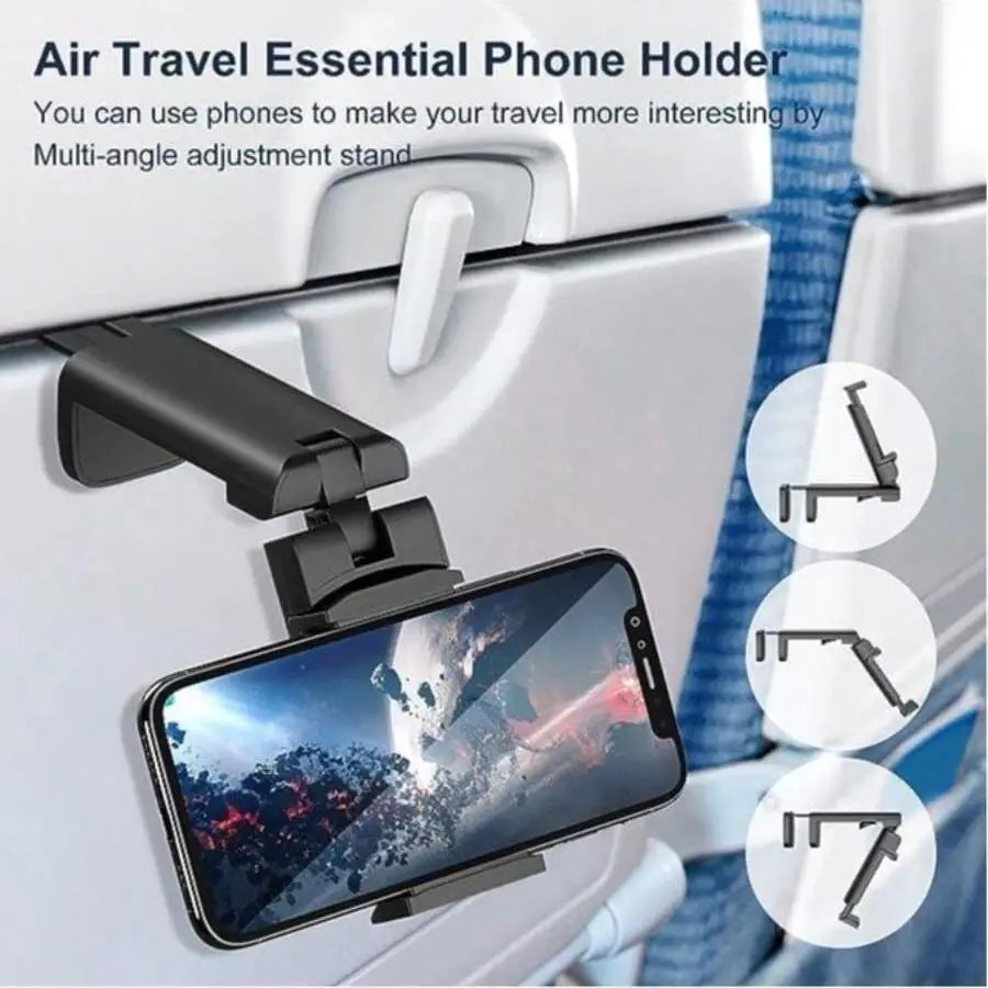 Universal in Flight Travel Phone Holder Hands-free 360 Rotation Airplane Clip Fix Foldable Portable ABS Mobile Phone product view