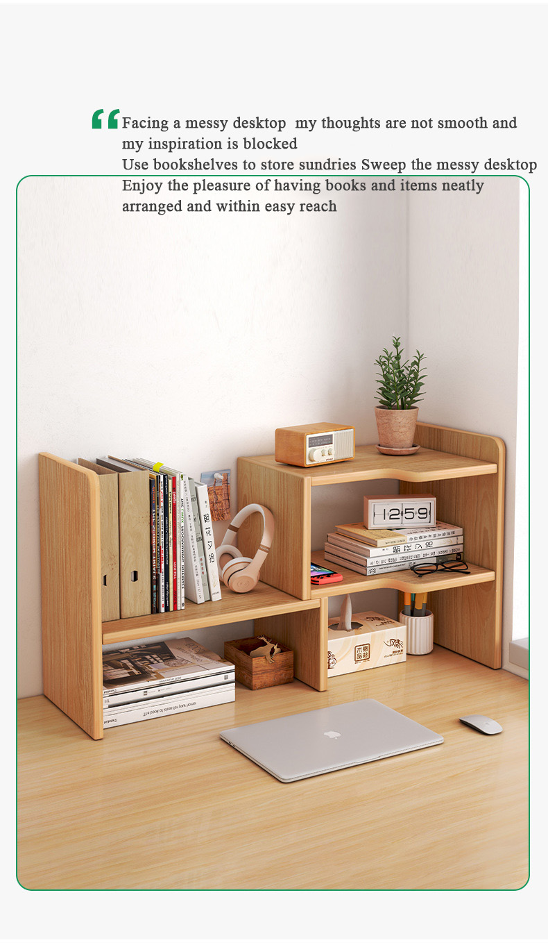 Wholesale Estanteria En Escritorio Wooden Office Desk Desktop Bookshelf Desktop Storage Rack Multi-layer Small Storage Cabinet detail