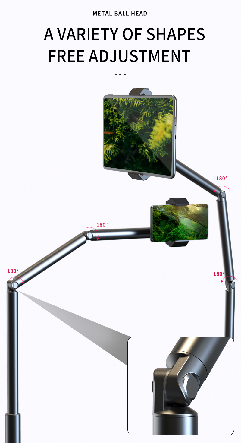 Adjustable Aluminum Telescopic Rod Lazy Holder Universal Support for iPad & Mobile Phone detail
