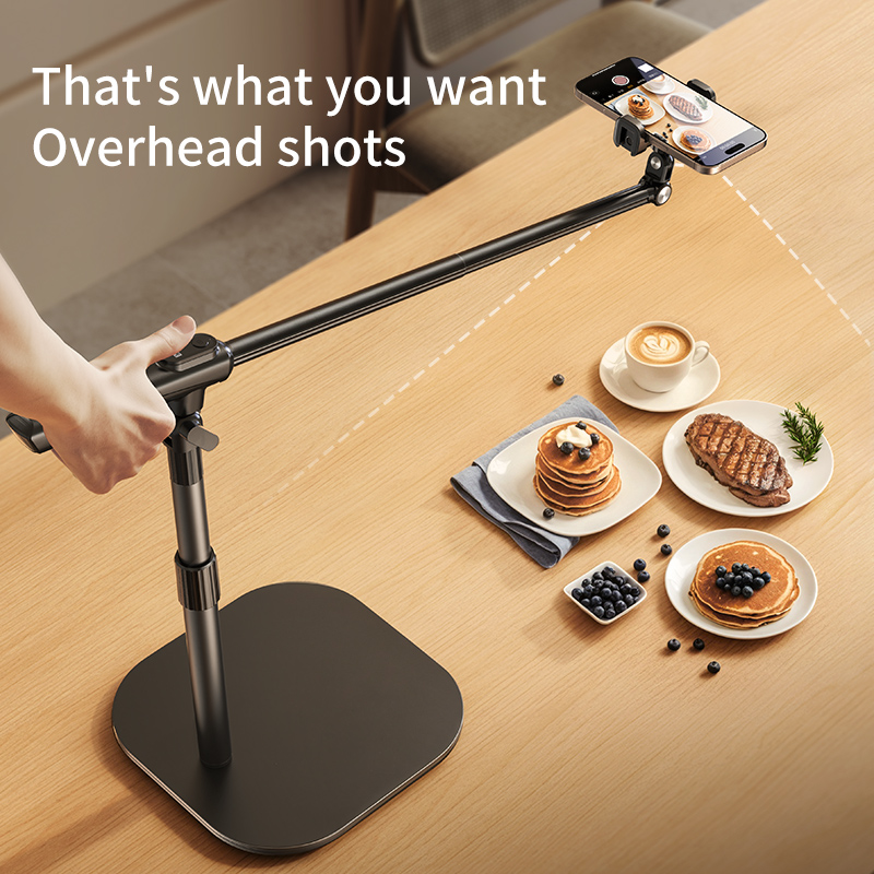 ZHIQING F7 Carbon Steel Aluminum Tabletop Shooting Bracket, Foldable Overhead Phone Stand with Remote for Calligraphy Recording detail