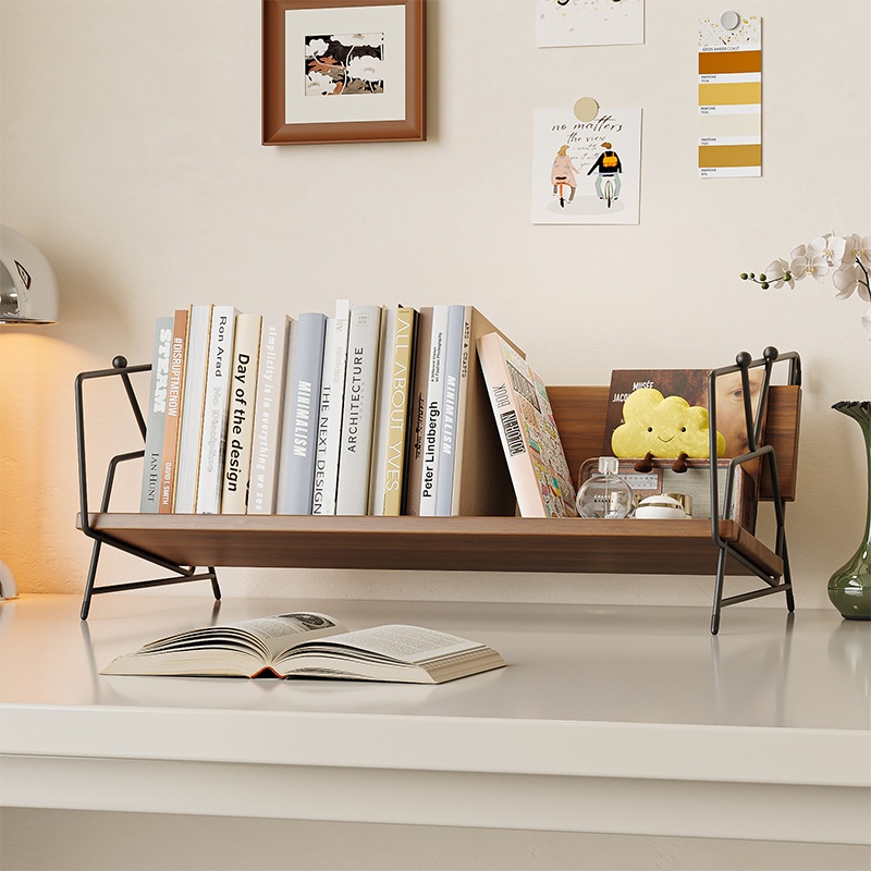 American Style Steel Desktop Bookshelf Student Dormitory Desk Storage Rack Office Desk Organizer Bookcase Display Home Furniture product view