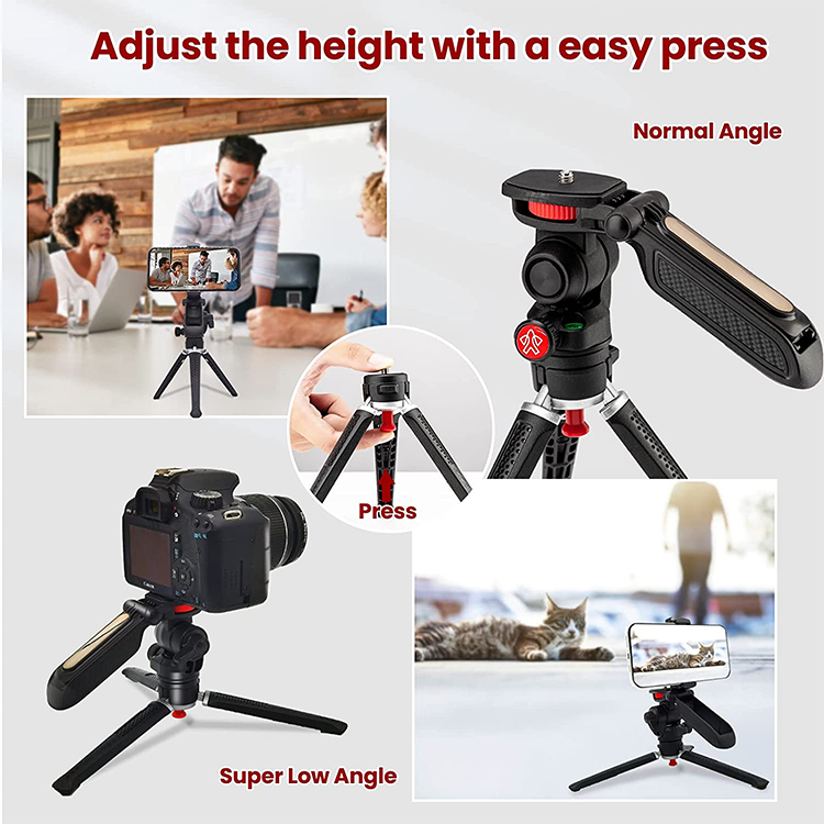 Goocong OEM Professional Universal Fluid Head Stable Smartphone Camera Tripod Stand detail