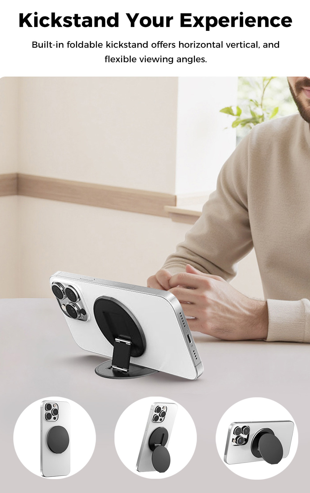 Portable Magnetic Phone Grip Stand Foldable Metal Kickstand Ring Holder in Stock Wholesale OEM detail