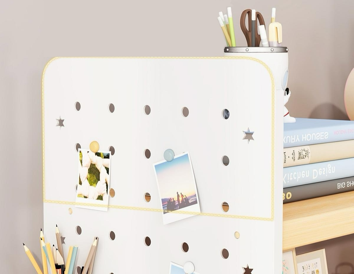 Simple Multi-Layer Desktop Bookshelf with Hole Pegboard Office Workstation Storage Rack Organizer for Student Dormitory product view