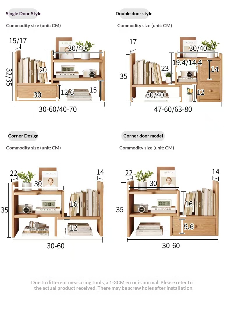 Strictly Selected Solid Wood Artistic Design Corner Placement Desktop Bookshelf Desk Storage Rack Office Organizing Bookcase detail