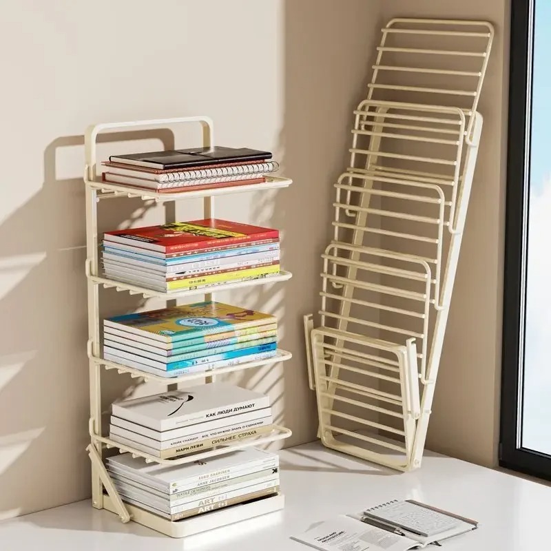 Wholesale Foldable Desktop Bookshelf Factory Direct 4 Tier Iron Storage Rack Small Tabletop Organizer for Study Bathroom detail