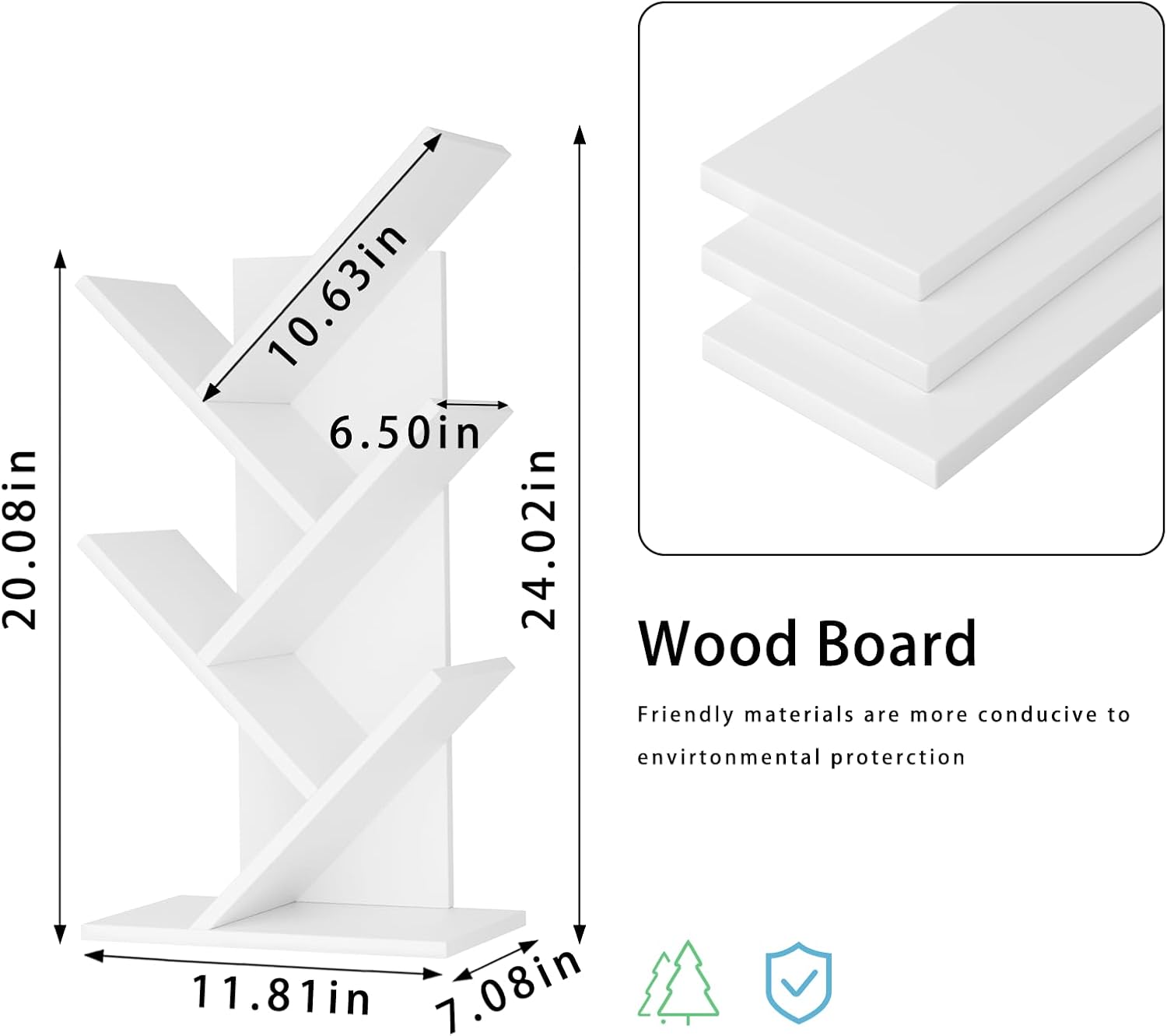 Factory Direct Sale Can Be Customized Color Size Desktop Shelf Tree Wooden Bookshelf Storage Rack product view