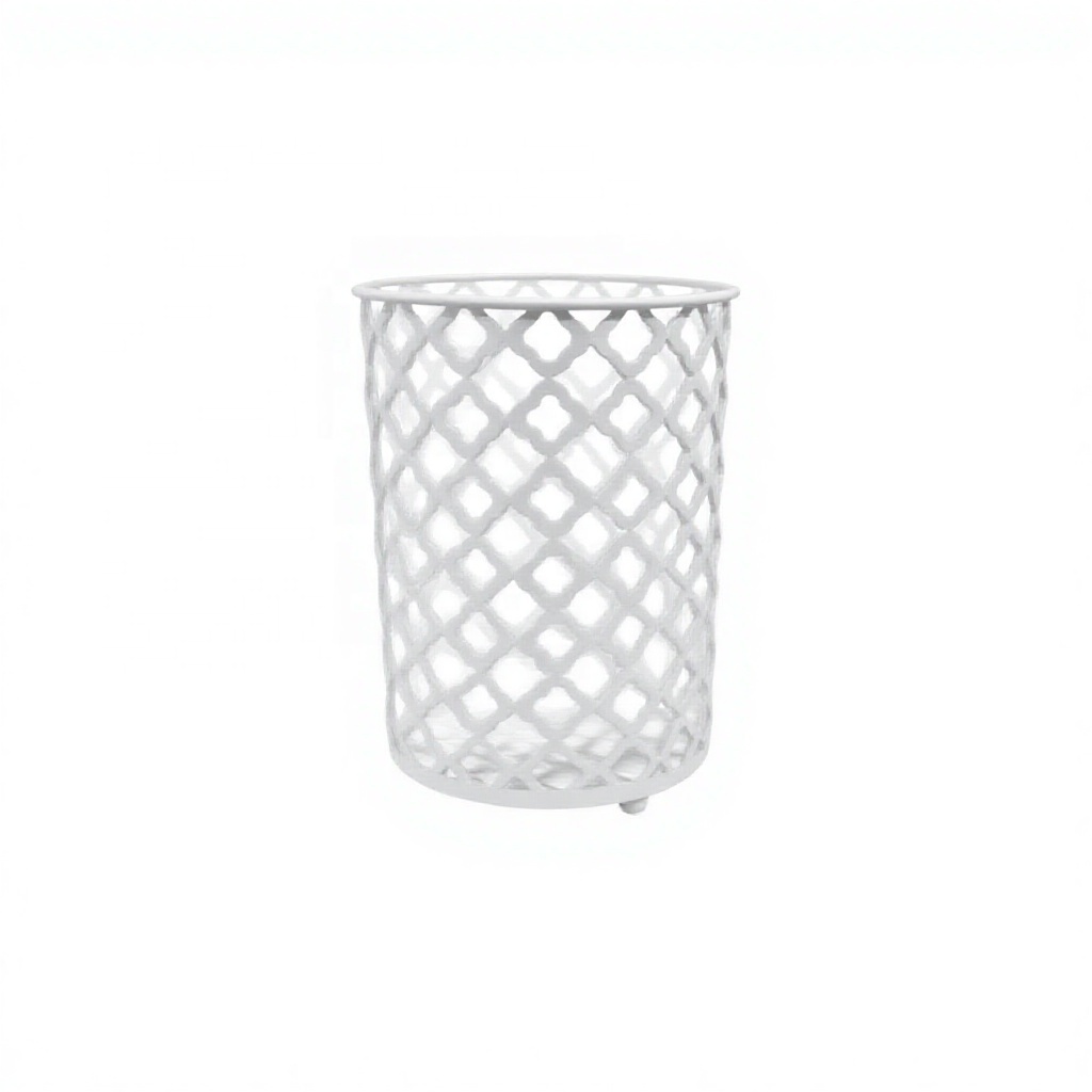 White Metal Lattice Pen Holder | Decorative Desk Organizer for Pens, Makeup Brushes & Office Supplies product view