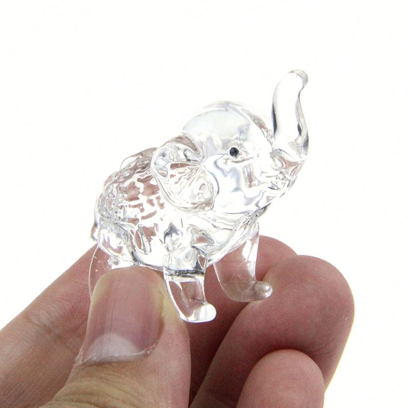 Transparent Handcrafted Crystal Engraved Elephant Sculpture Luxury Minimalist Design Desktop Accent Piece Bookshelf Cabinet product view