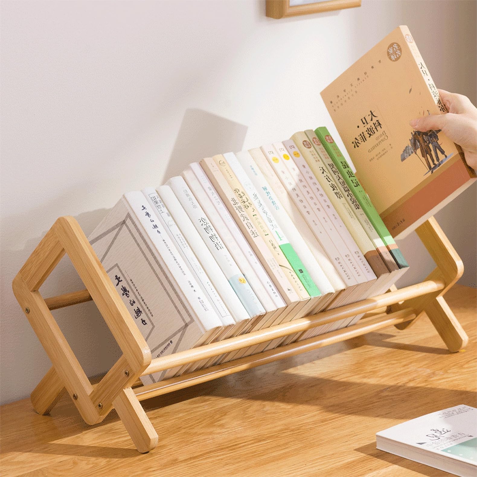 JQ Modern Bookshelf Office and Desktop Decoration Custom Color Bookcases Bamboo Wood Miniature Bookshelf for Desk