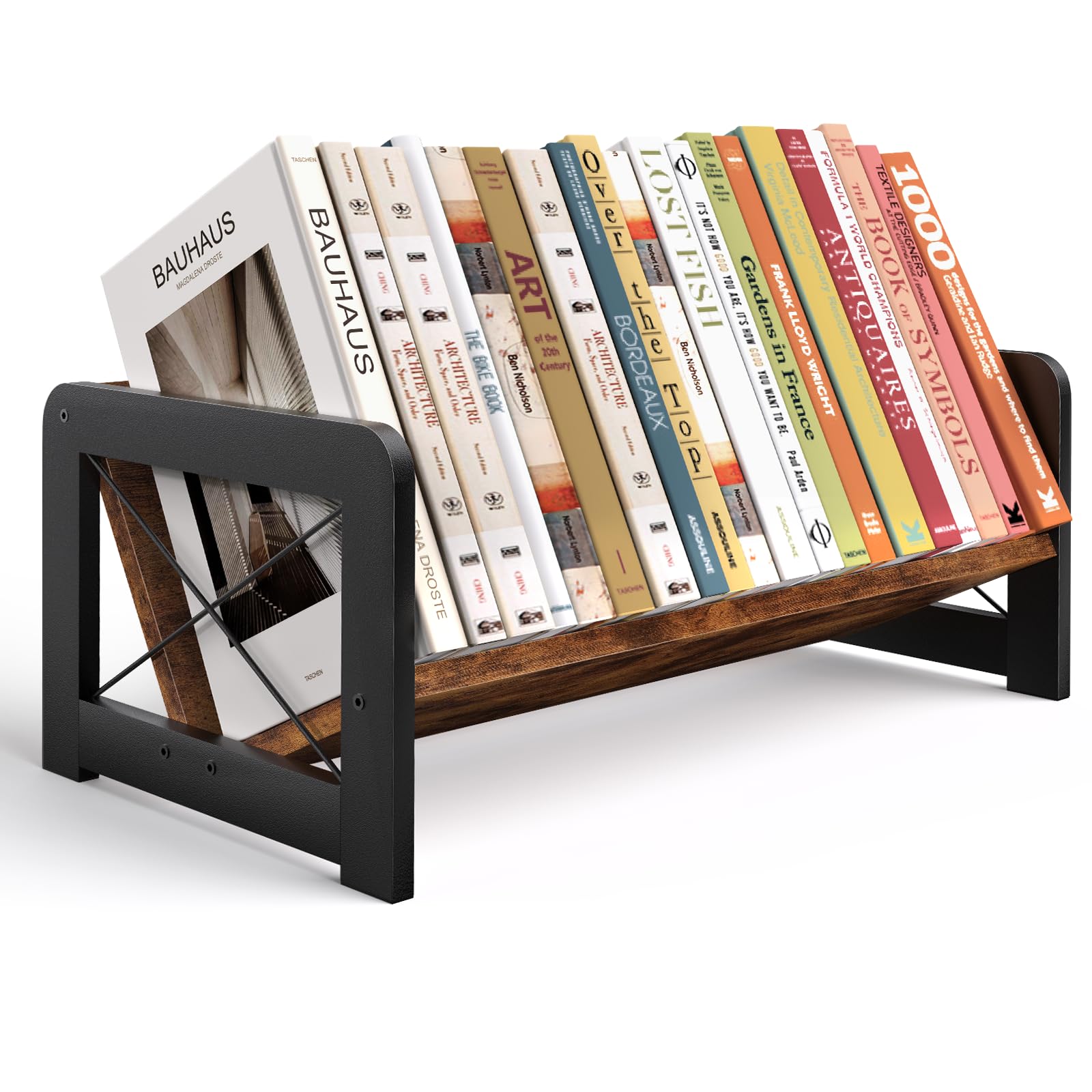 Desktop Bookshelf Organizer Wood Slanted Desk Bookshelf Small Tabletop Book Rack Portable Mini Bookcase for Book Display detail