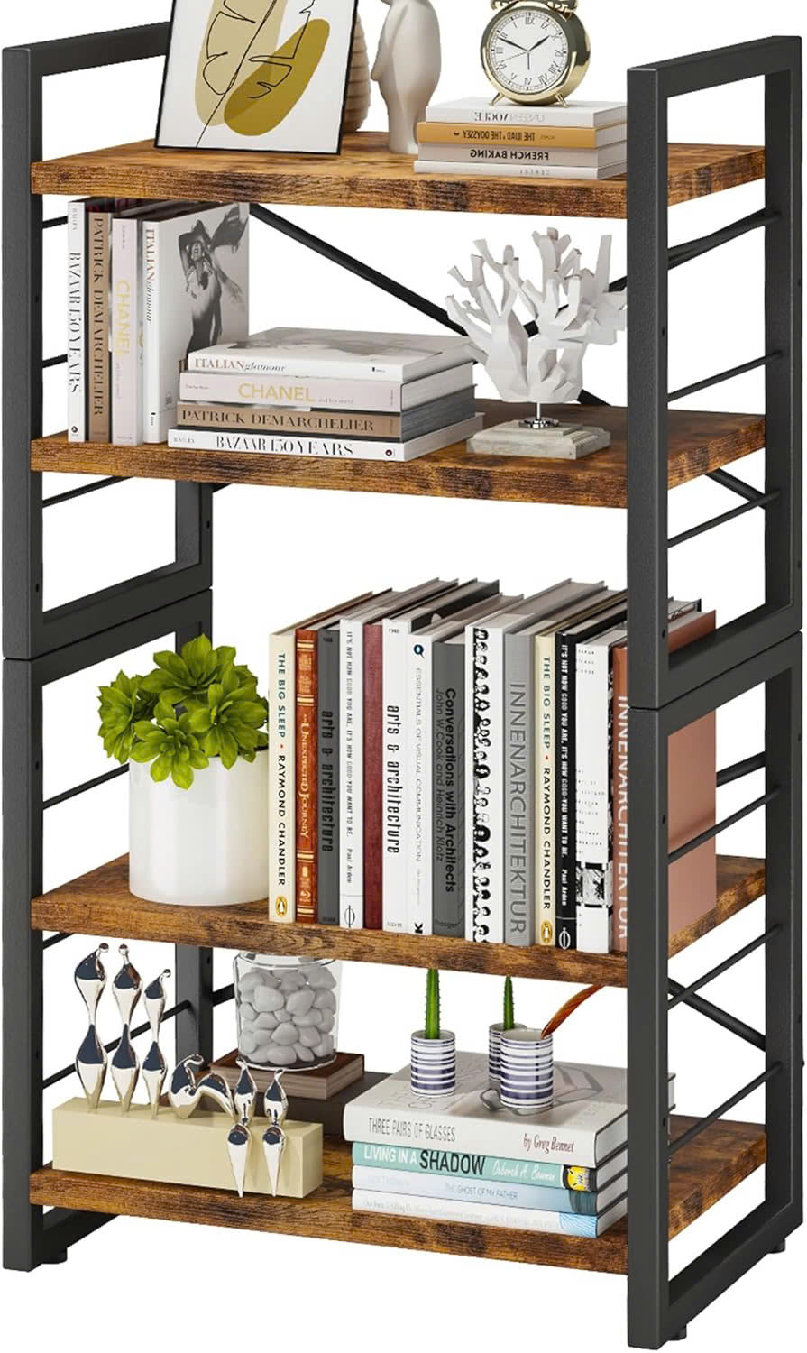 4-Tier Desk Hutch & Bookshelf, Stackable Organizer for Desktop, Living Room, Bedroom. product view