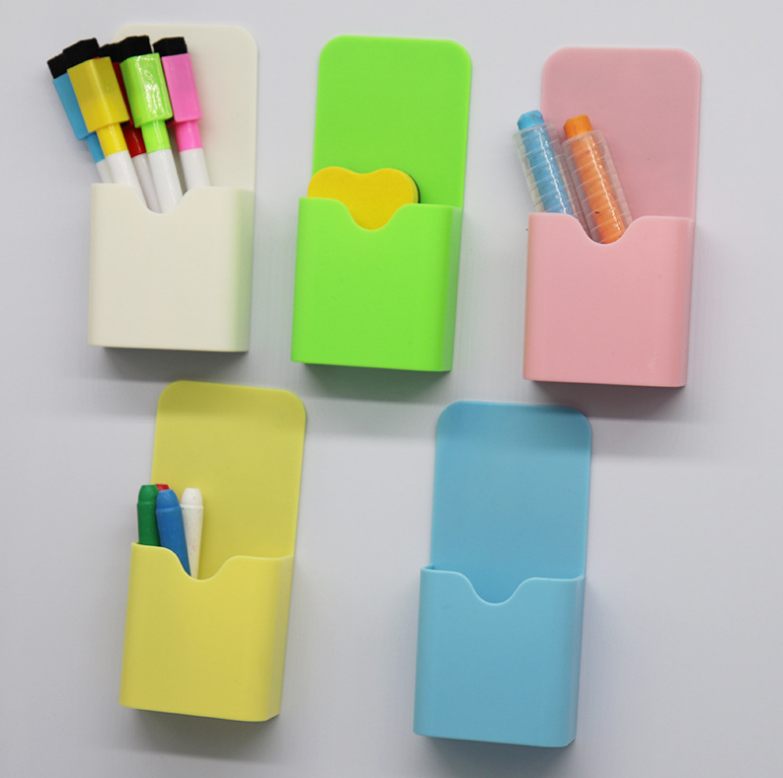 Fridge Magnet Magnetic Marker Pen Storage Box Grid Rubber Magnet Plastic Organizer Pen  Holder for Whiteboard detail