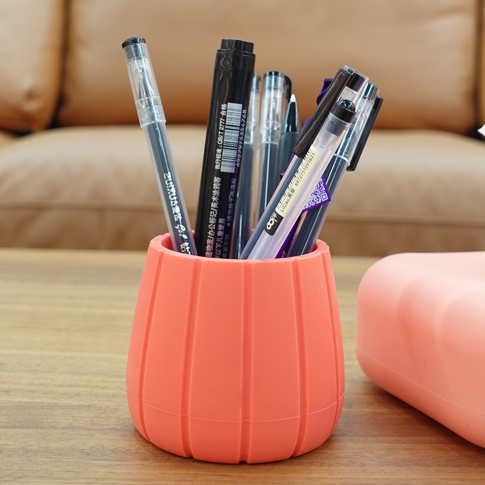 Wolife Original Design Eco- Friendly Silicone Round Shape Organizer Box Pen Stand Holder Stationery Pen Holders for Office Use product view
