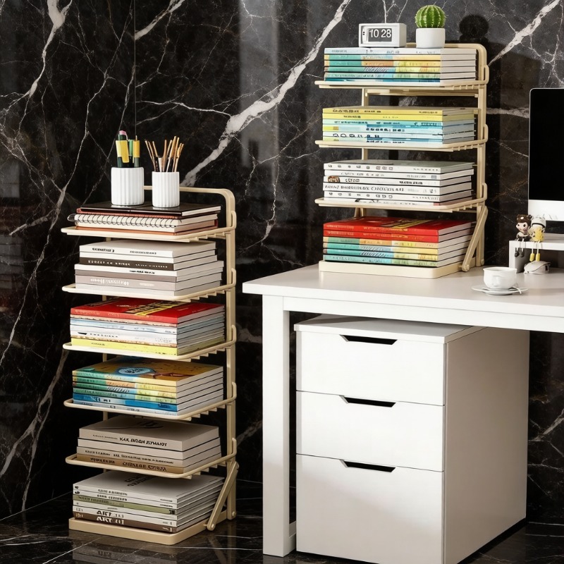 Wholesale Foldable Desktop Bookshelf Factory Direct 4 Tier Iron Storage Rack Small Tabletop Organizer for Study Bathroom product view