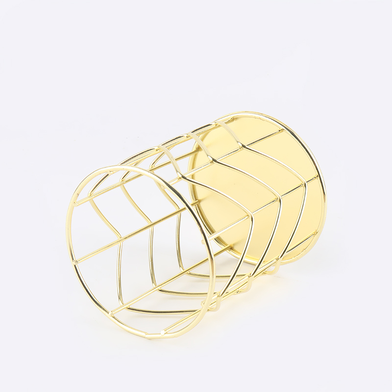 New Arrivals Metal Mesh Pen Container Makeup Brush Pot Holder Desk Organizer Wire Metal  Gold Pencil Holder detail