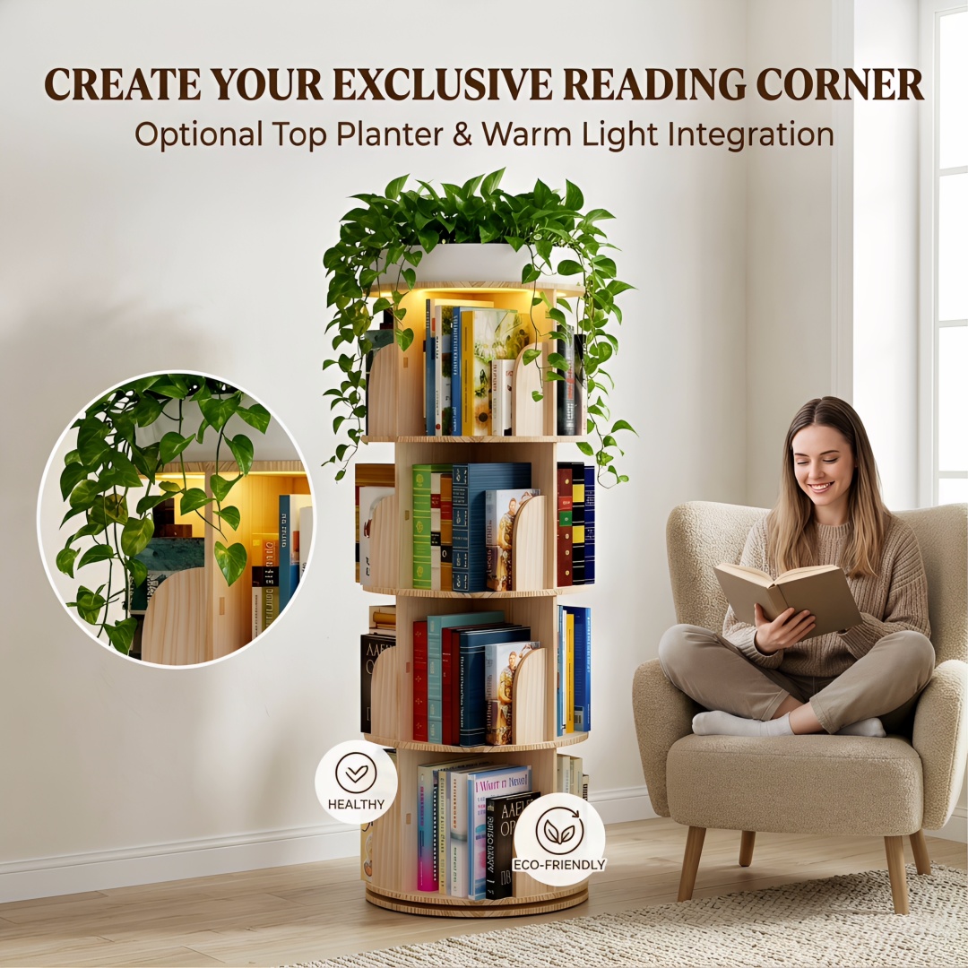 Modern Solid Wood Multilayer Vertical Storage Cabinet Desktop Bookcase Organizer Home Desk Living Room Elegant Book Shelf detail