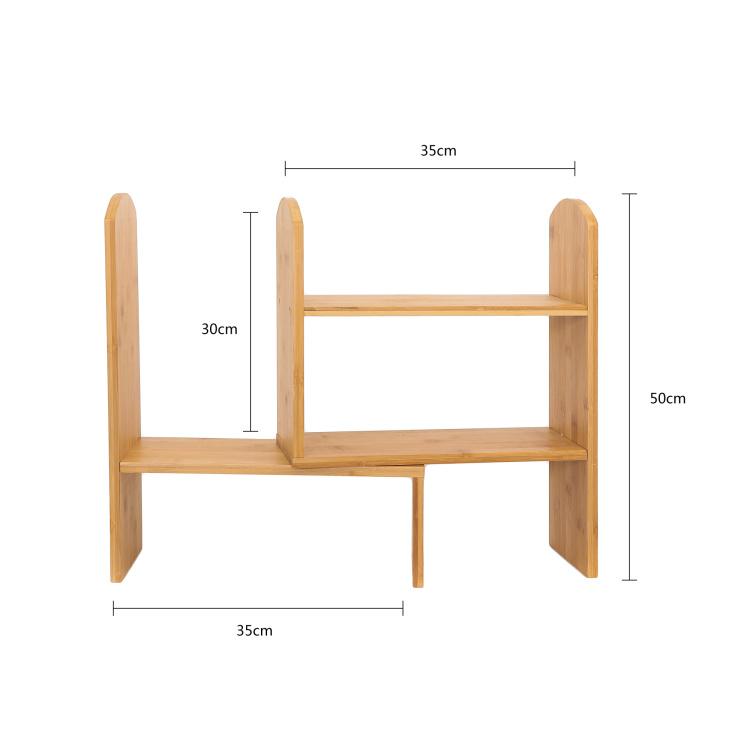 High Quality Modern Adjustable Multifunctional Bamboo Countertop Bookcase Office Supplies 2-Tier Retractable Desktop Bookshelf product view