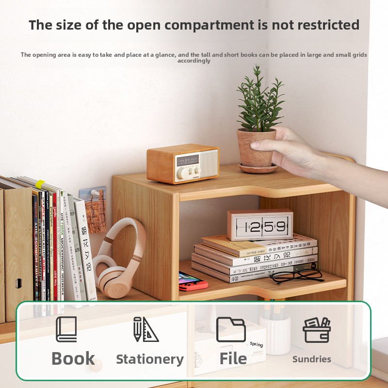 Small Multi-Layer Desktop Storage Rack Wooden Bookshelf for Home Dormitory Study Table Good Things Multi-Corner Desk Organizer detail