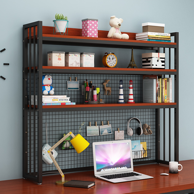 Custom Student Computer Desk/Desktop Multilevel Storage Rack Bookshelf With Grid Bookshelves