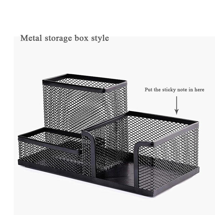 Hot Selling Three Storage Boxes Metal Pen Holder Memo Pad Desk Organizer product view