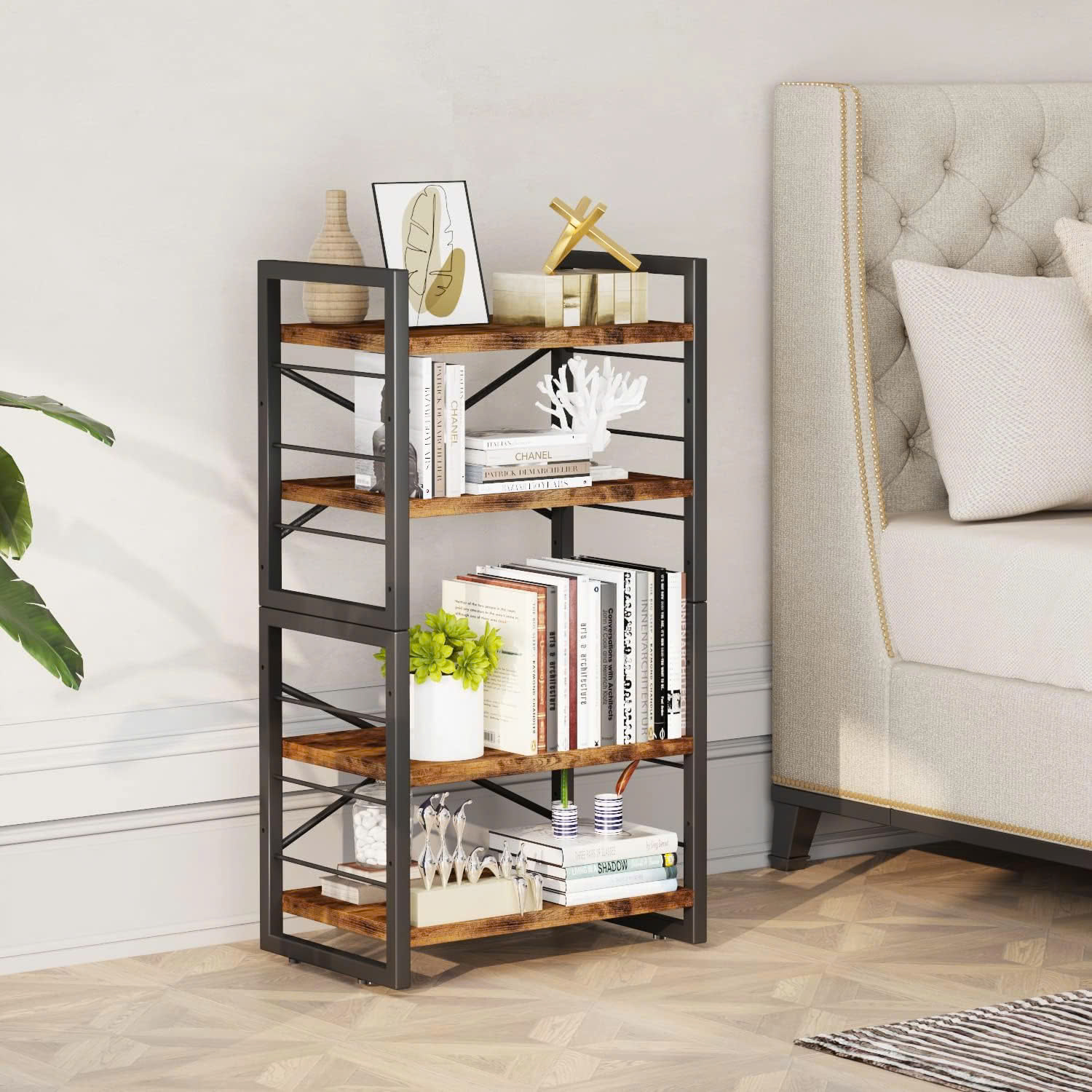 4-Tier Desk Hutch & Bookshelf, Stackable Organizer for Desktop, Living Room, Bedroom. product view