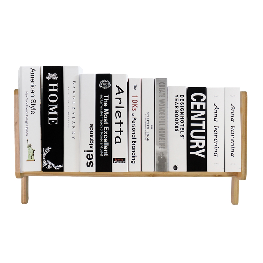 Multilayer Desktop Bookshelf in Bamboo Space-Saving Storage Organizer for Office Home Study for Notebook Books File Display