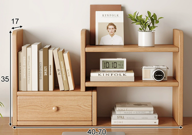 Strictly Selected Solid Wood Artistic Design Corner Placement Desktop Bookshelf Desk Storage Rack Office Organizing Bookcase detail