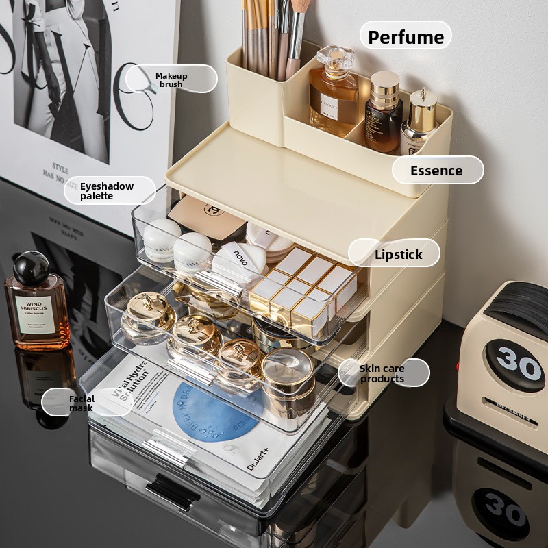 JX Plastic Desktop Storage Box Drawer Type Stationery Student Office Large Capacity Multifunctional Pen Holder product view