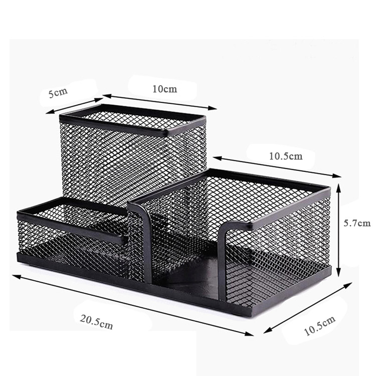 Hot Selling Three Storage Boxes Metal Pen Holder Memo Pad Desk Organizer detail