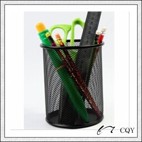 Metal Punched Pencil Holder Round Storage Pen Basket Organizer product view