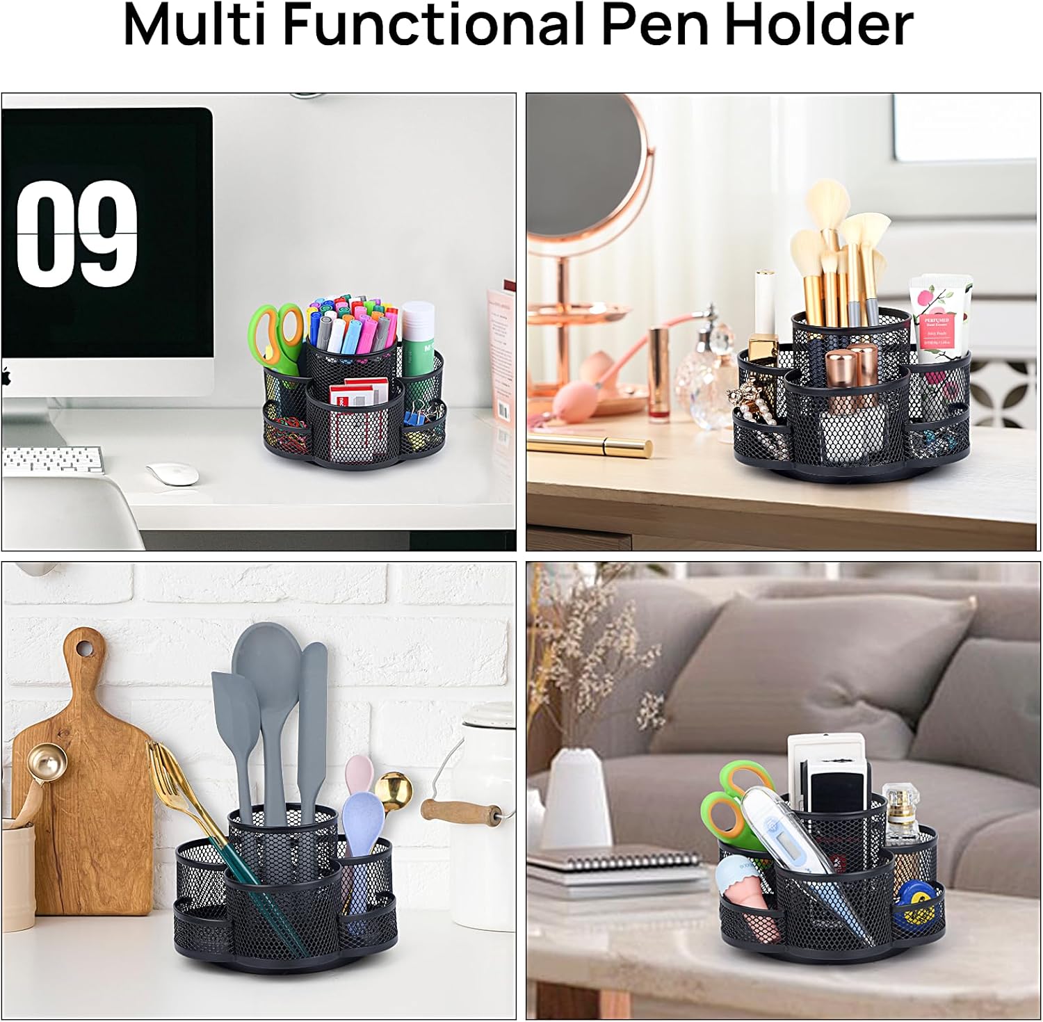 Office Black 360 Rotating Pencil Holder Pen Holder Cup Holder for Desk Office Accessories product view