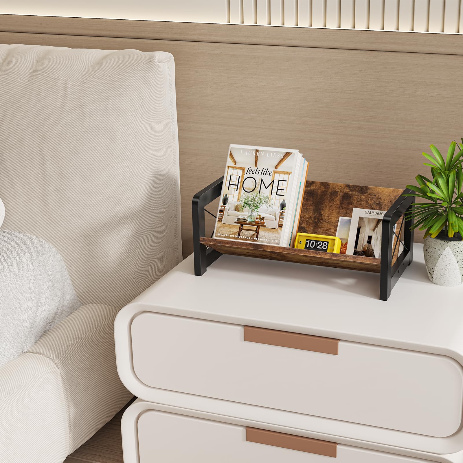 Desktop Bookshelf Organizer Wood Slanted Desk Bookshelf Small Tabletop Book Rack Portable Mini Bookcase for Book Display detail