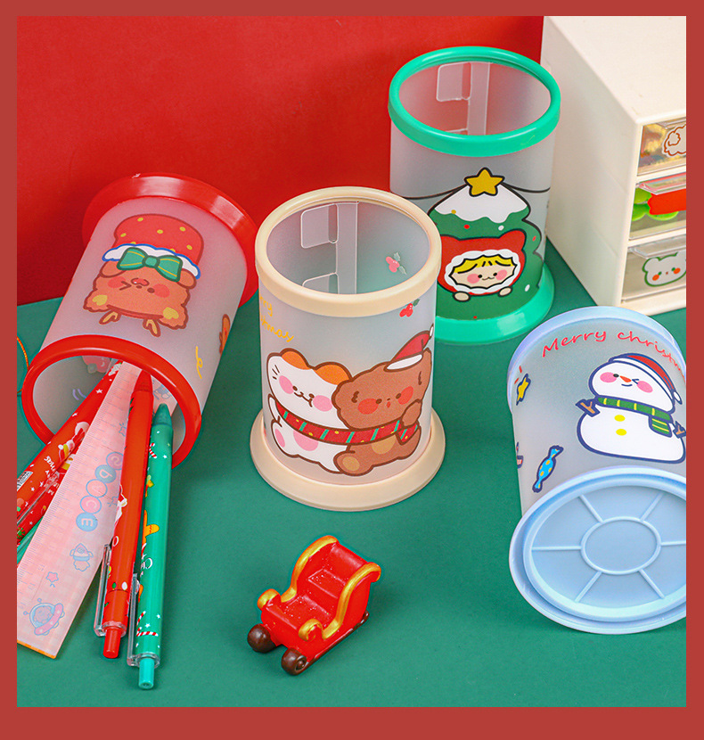 Cute Cat Round Plastic Pencil & Pen Organizer Desk Storage Stationery Holder for Students product view