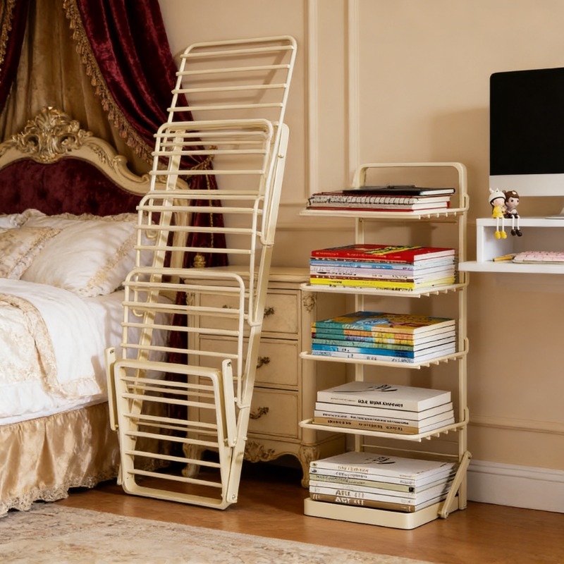 Wholesale Foldable Desktop Bookshelf Factory Direct 4 Tier Iron Storage Rack Small Tabletop Organizer for Study Bathroom detail