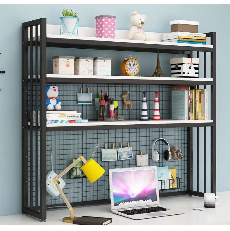 Custom Student Computer Desk/Desktop Multilevel Storage Rack Bookshelf With Grid Bookshelves detail