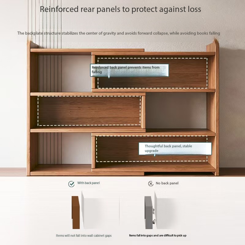 Wooden Desktop Bookshelf Adjustable Open Storage Shelf Organizer for Office Study Desk Bedroom product view