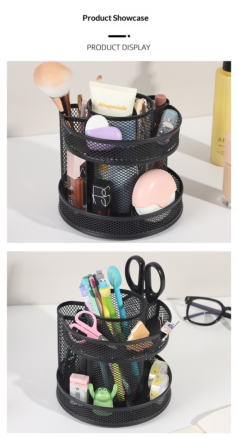 360 Rotating Metal Pencil/pen Holder Desk Organizer for School Office Supplies Storage detail