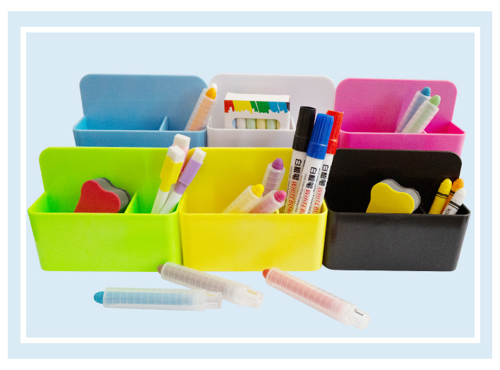Fridge Magnet Magnetic Marker Pen Storage Box Grid Rubber Magnet Plastic Organizer Pen  Holder for Whiteboard product view
