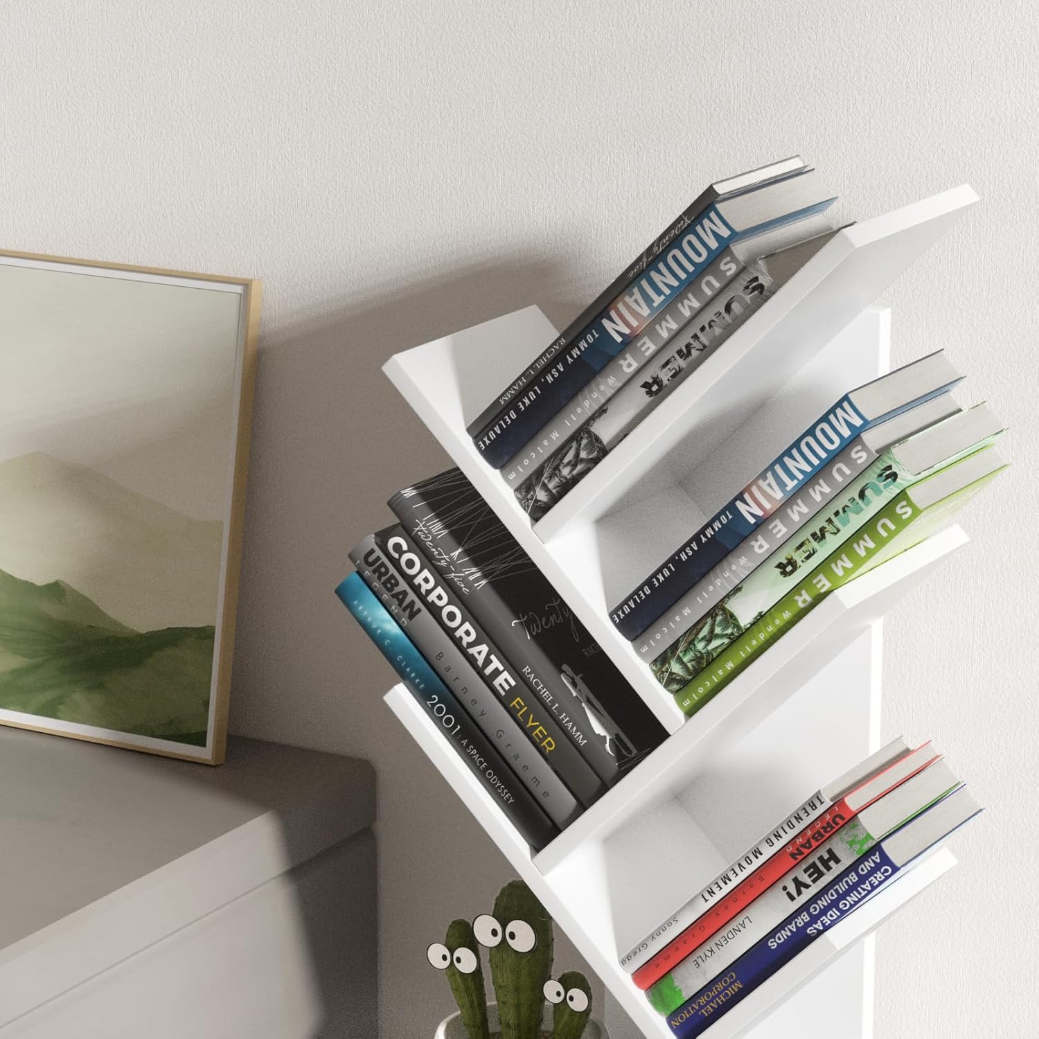 Factory Direct Sale Can Be Customized Color Size Desktop Shelf Tree Wooden Bookshelf Storage Rack product view