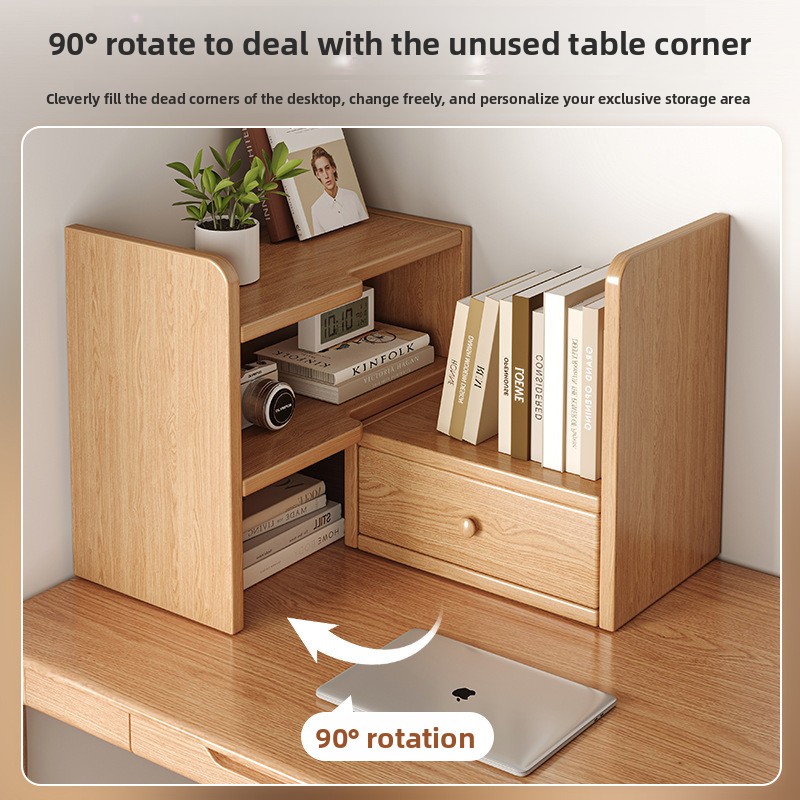 Strictly Selected Solid Wood Artistic Design Corner Placement Desktop Bookshelf Desk Storage Rack Office Organizing Bookcase product view