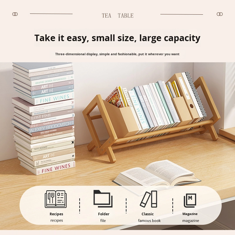 Economical Small Bookshelf Organizer for Students Bamboo Desktop Book Storage Rack for Children Simple Living Room Book Stand product view