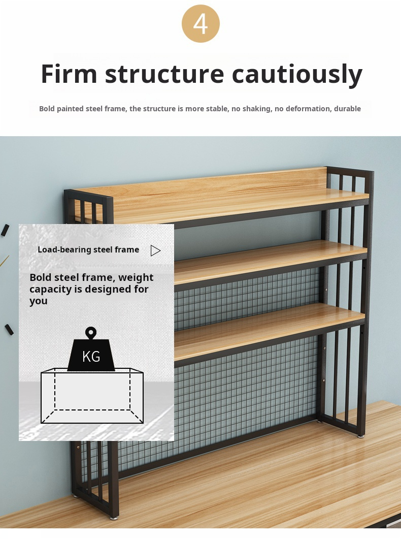 Custom Student Computer Desk/Desktop Multilevel Storage Rack Bookshelf With Grid Bookshelves detail