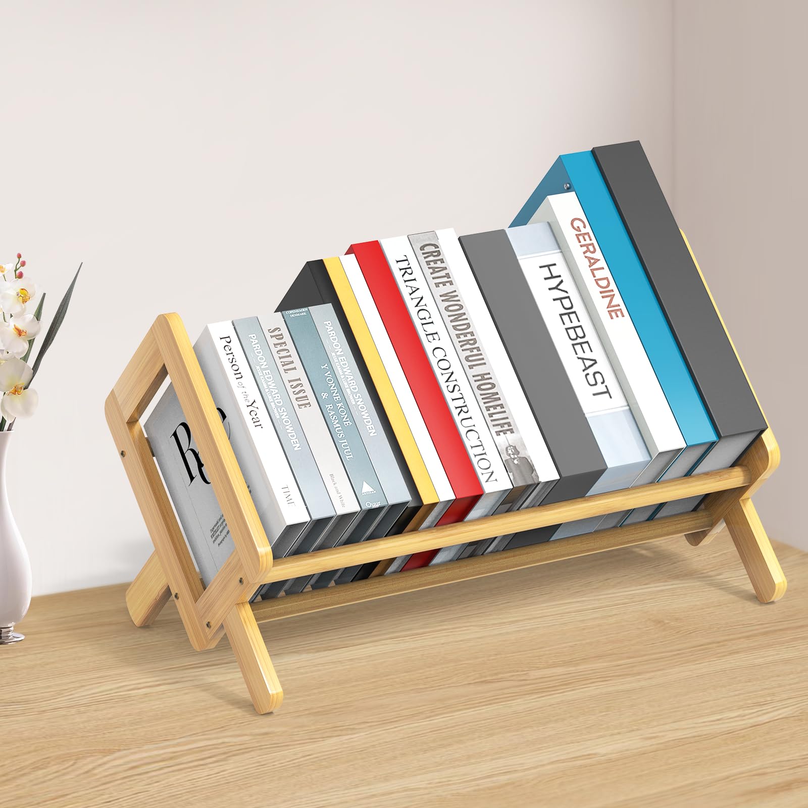 JQ Modern Bookshelf Office and Desktop Decoration Custom Color Bookcases Bamboo Wood Miniature Bookshelf for Desk product view