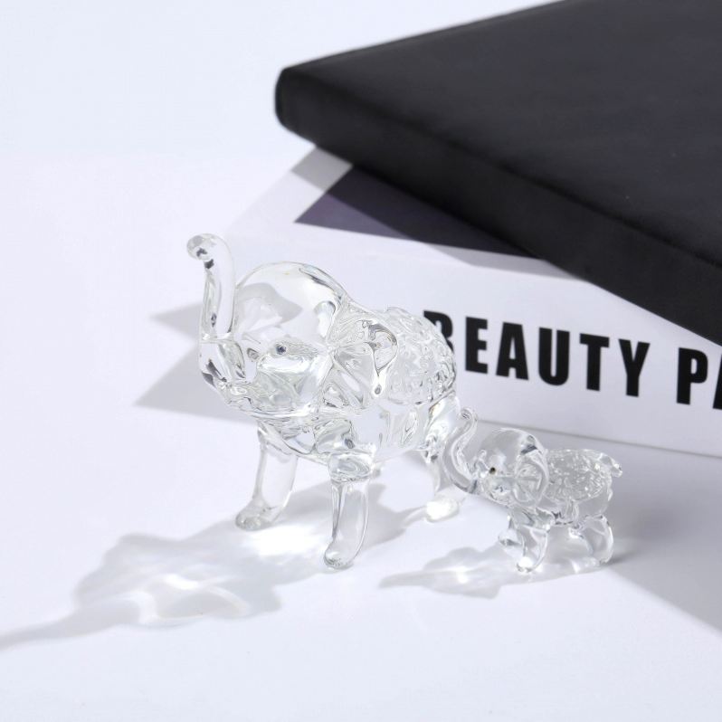 Transparent Handcrafted Crystal Engraved Elephant Sculpture Luxury Minimalist Design Desktop Accent Piece Bookshelf Cabinet product view