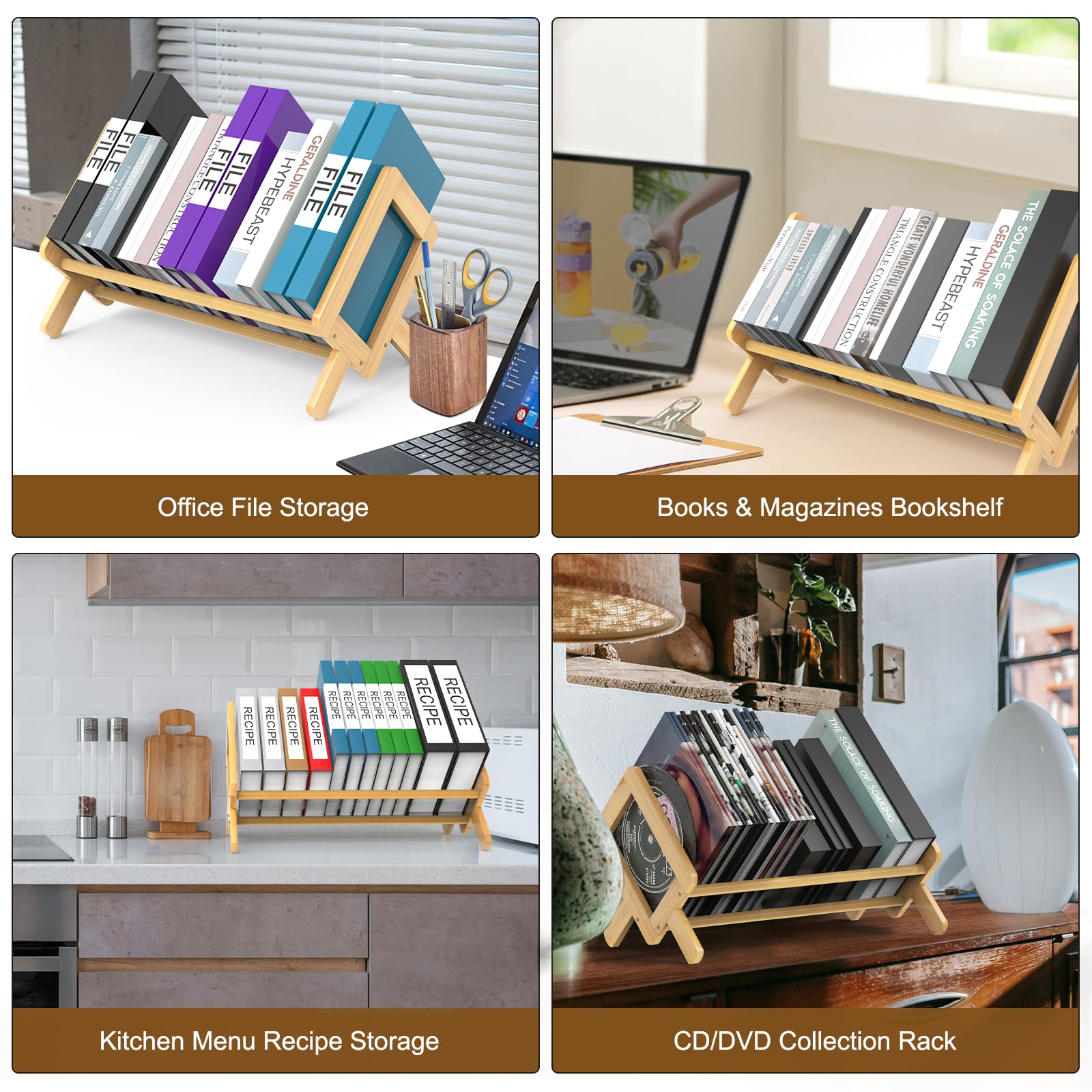 JQ Modern Bookshelf Office and Desktop Decoration Custom Color Bookcases Bamboo Wood Miniature Bookshelf for Desk detail